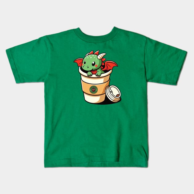 Dragon Coffee Kids T-Shirt by Trendsdk